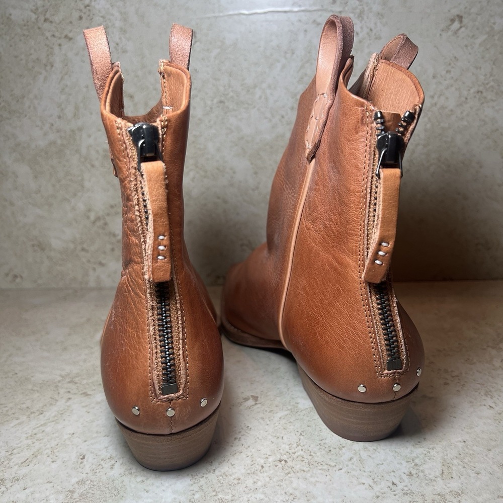 We The Free Brown Leather Western Ankle Boots - Picture 3 of 12